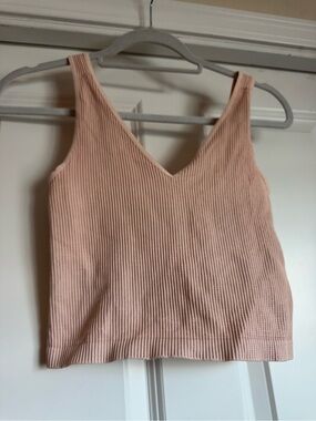Lemon Tree OS One Size Ballet Blush  Pink Peach Thin Ribbed Fitted Crop Tank Top